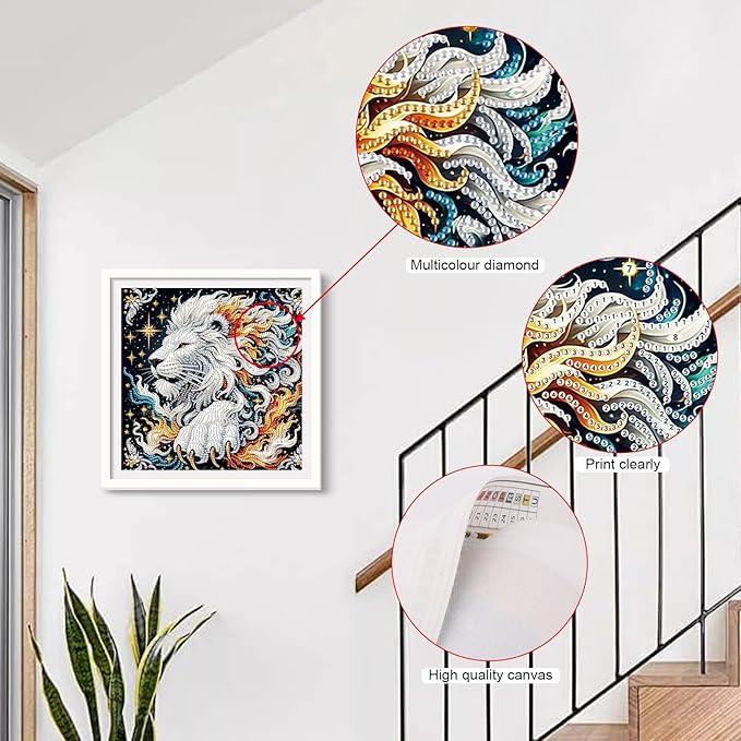 AiYuanzsh 5D Special Shaped Diamond Painting Kit - Mighty King Lion Design, Unique Crystal Rhinestone Diamond Art Set for Beginners and Adults, Perfect for Home Wall Decor and Holiday Gifts