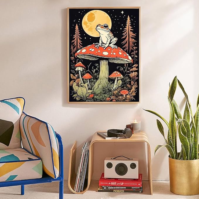 YPF Mushroom Diaomnd Painting Kits for Adults DIY 5D Round Full Drill Diamond Art Diamond Painting Very Suitable for Home Leisure and Wall Decoration Frog Night Moon 12x16