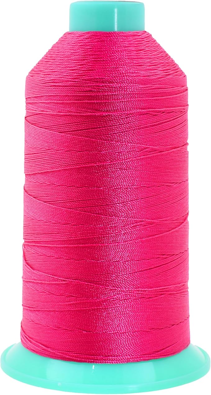 Mandala Crafts Size 138 420D T135 Bonded Nylon Thread - Hot Pink 1250 YDs Tex 135 Heavy Duty Sewing Threads for Leather, Jeans, Weaving, Outdoor Marine Upholstery