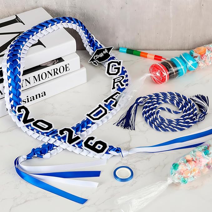YLOLUL 16 Pcs Graduation Leis 2026 Graduation Candy Lays Kit with Honor Cord Class of 2026 Graduation Money Lays Necklace Graduation Gift Party Accessories for Women Men