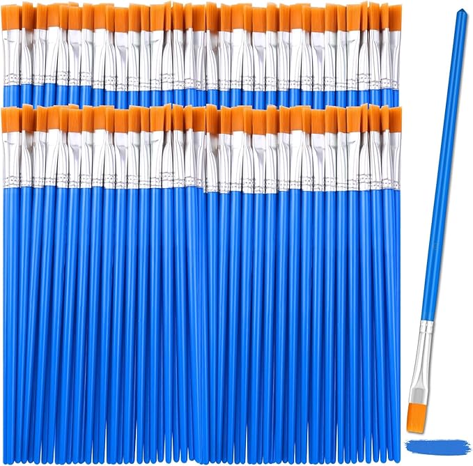 126 Pcs Flat Paint Brushes for Acrylic Painting, Small Paint Brushes Bulk, Kids Paint Brushes Set for Art Crafts Classroom Oil Watercolor Canvas Face Painting