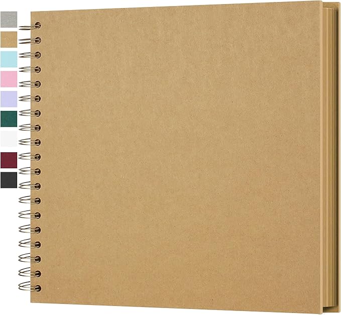 10 x 10 Inch DIY Scrapbook Photo Album Hardcover Kraft Blank Page Acid-Free, 40 Pages (20 Sheets) Memory Book for Wedding Anniversaries Family Baby Memories Small Scrapbooking Projects, Yellow