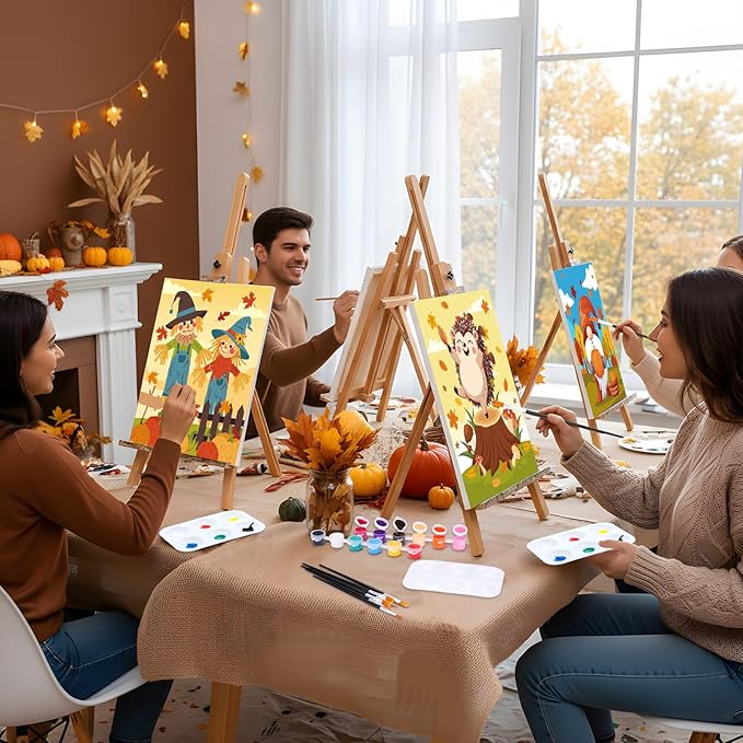Ctosree 12 Pack Pre Drawn Canvas Kit for Painting Sip and Art Paint Kit for Adults Pre Painted Canvas Party Favors for DIY Holiday Party Date Night Gifts(Autumn Harvest,10 x 8 Inch)
