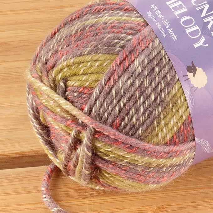 JubileeYarn Chunky Melody Yarn - 100g/Skein Bulky Wool Blend - Splitpea Carrot - 2 Skeins