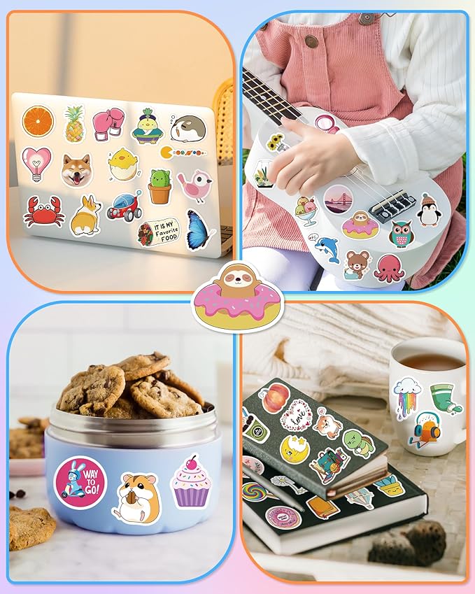 100 pcs stickers for kids, cute water bottle vinyl waterproof laptop stickers for students gifts school supplies classroom teacher prizes sticker pack for kids girls teens