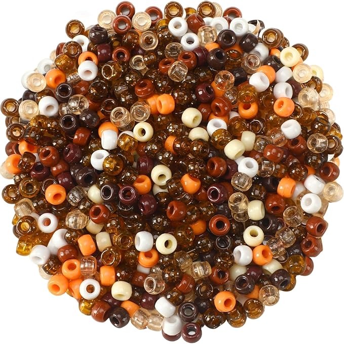 UPINS 1200 Pcs Brown Pony Beads for Jewelry Making DIY Crafts Party Decoration Necklace Friendship Bracelets Romantic Accessories (8 Colors)