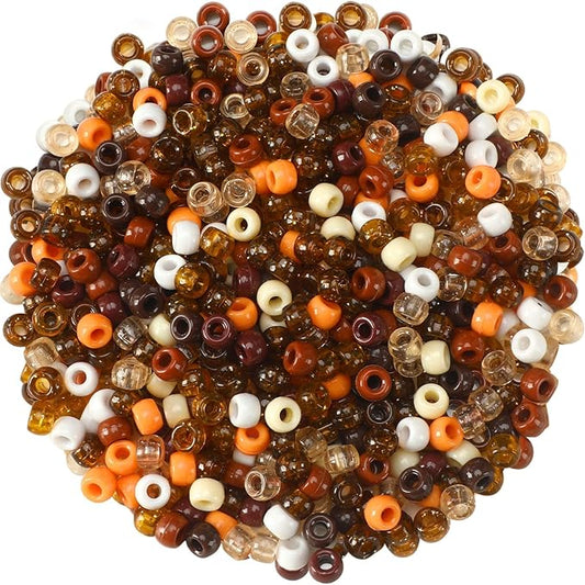 UPINS 1200 Pcs Brown Pony Beads for Jewelry Making DIY Crafts Party Decoration Necklace Friendship Bracelets Romantic Accessories (8 Colors)