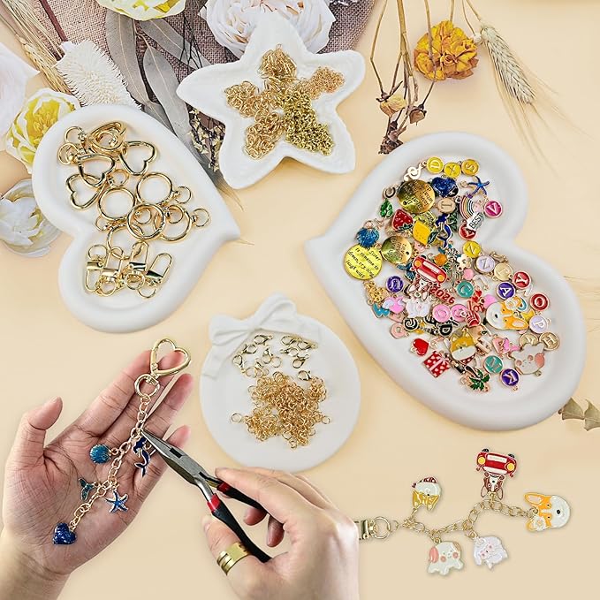 VvLons Lip Gloss Keychain Making Kit, 323Pcs Bag Charm Kit DIY Craft Supplies with Key Chain Hooks, Jump Rings, Lobster Clasps, Chains & Tools, Custom Jewelry Making Kit for Mothers Day Gifts