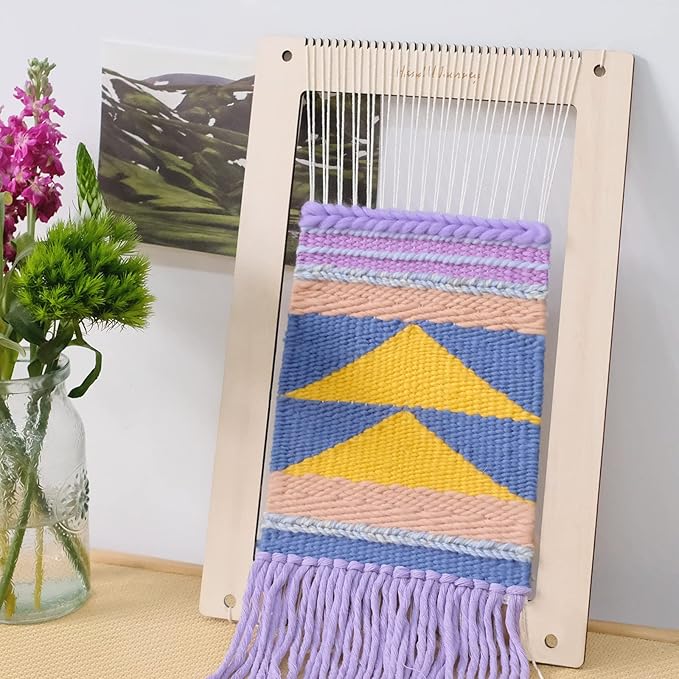 HAND U JOURNEY Rectangle Weaving Loom Kit – 2 Sets (11"x16.5" & 7.8"x11.7") with Weaving Needles and Tools, Beginner-Friendly DIY Weaving Craft Kit for Adults