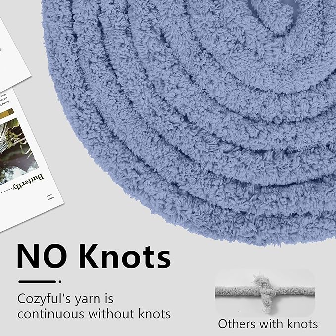 Chunky Yarn for Hand Knitting - #10 Chunky Chenille Yarn, Jumbo Big Thick Chunky Yarns for Crocheting, Super Bulky Chunky Knit Blanket Yarns, 8 Skein (25 yds 8 oz Each Skein), Blue Gray