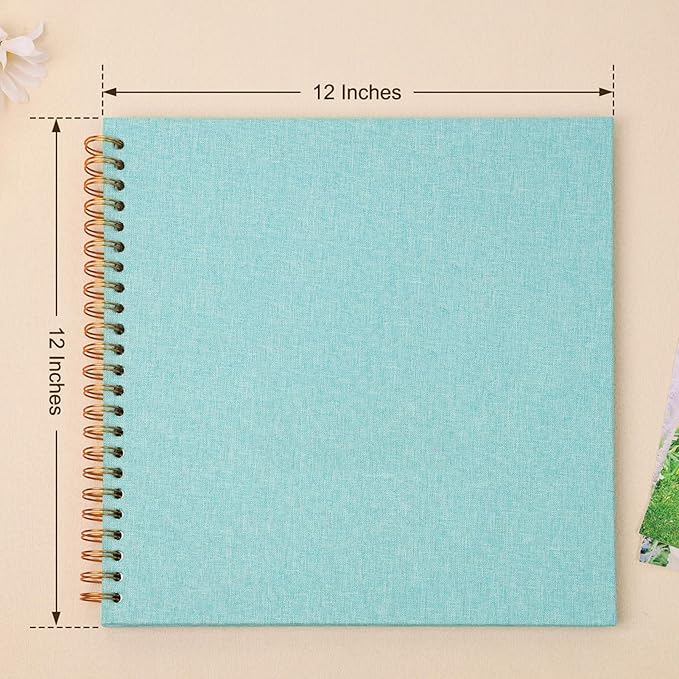 Scrapbook Photo Album 12x12 Inches 80 Pages Hardcover Kraft Paper Linen Cover Scrap Book Memory Book DIY Scrapbook Albums for Wedding Baby Boyfriend Travel Anniversary Family, LightBlue