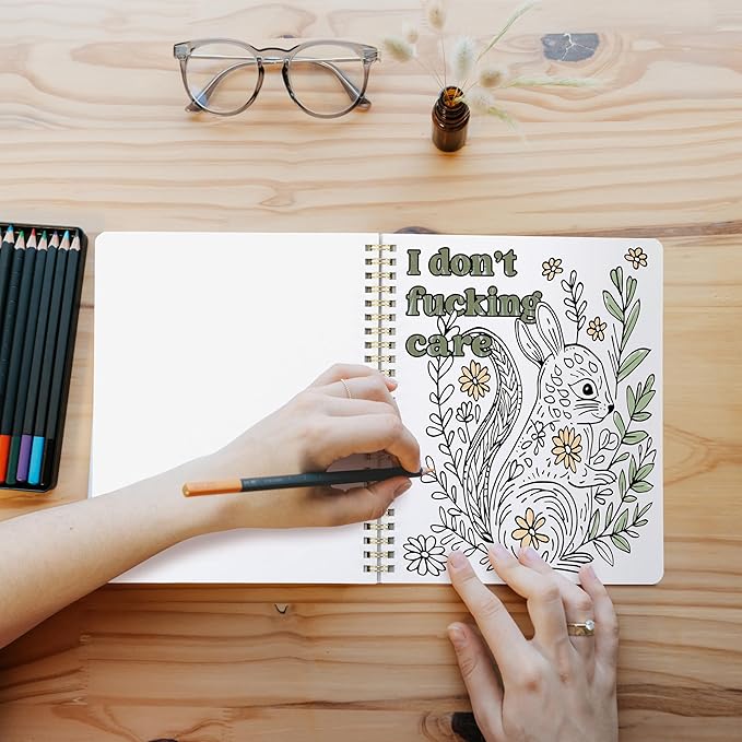 Beautiful Coloring Book Set of 2 for Adult Relaxation - Funny Coloring Books with Floral Designs for a lot of Laughs - The Perfect Stress-Relieving Gift for Women