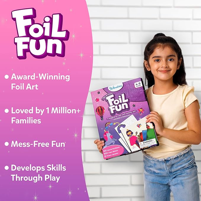 skillmatics foil fun - unicorns & princesses, no mess art for kids, craft kits & supplies, diy creative activity, travel toys, valentine’s day gifts for ages 4, 5, 6, 7, 8, 9