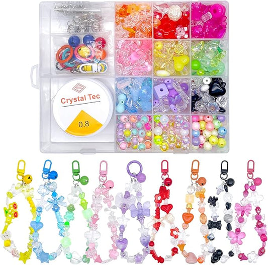 xmada 750 pcs assorted acrylic beads - pastel, star, butterfly for bracelets making, 12 color assorted jewelry beads