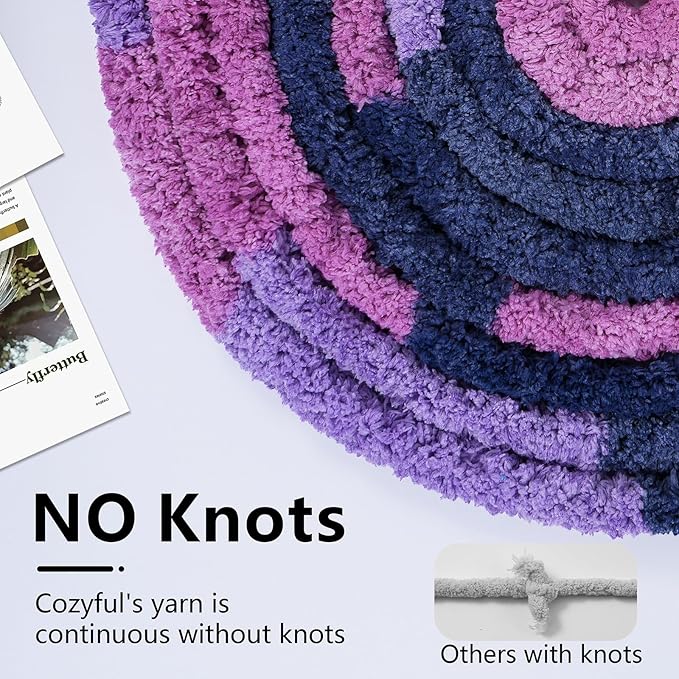 Chunky Yarn for Hand Knitting - #10 Chunky Chenille Blanket Yarn, Jumbo Big Thick Chunky Yarns for Crocheting, Tie Dye Bulky Knit Yarns, 8 Skein (25 yds 8 oz Each Skein), Multi Purple