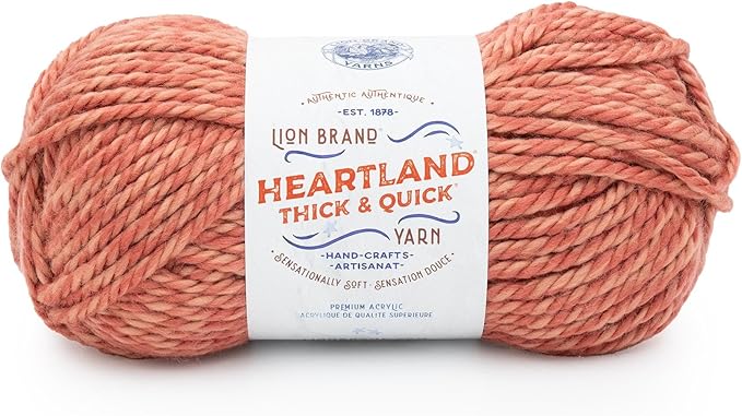 Lion Brand Yarn, Bulky Heathered Heartland Thick & Quick Yarn for Knitting and Crochet, Fairmount, 1 Pack