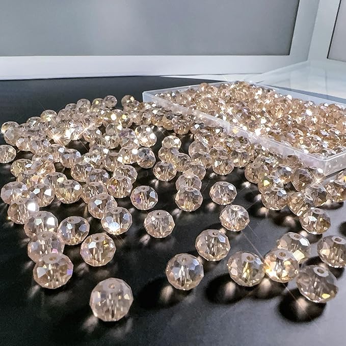 laopottbeads 500pcs 6mm crystal glass beads for jewelry making beads for bracelets necklace pendants making supplies(silver champagne)
