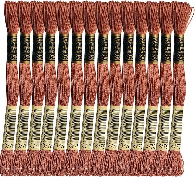 LE PAON Embroidery Floss, 14-Pack Six Strands 100% Long Staple Cotton Embroidery Thread, 8.7-Yard，Color Number：3778, Light Terra Cotta