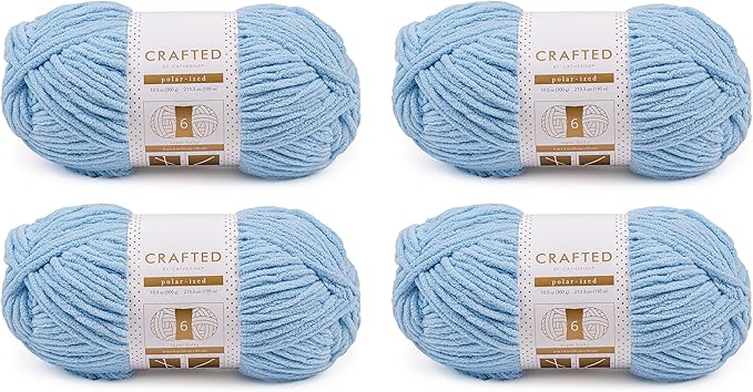Crafted By Catherine Blanket Solid Yarn - 4 Pack (213 Yards Each Skein), Light Blue, Gauge 6 Super Bulky