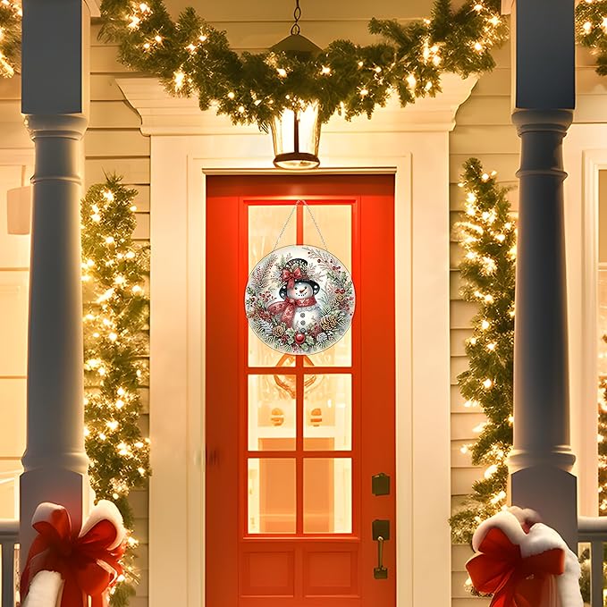 JJFox Diamond Art Hanging Kit for Adult,Special Shaped Rhinestone,Double Sided DIY Acrylic 5D Diamond Art Painting Window Pendants Home Garden Wall Hanging Kits Hanging Ornament (Christmas Snowman)