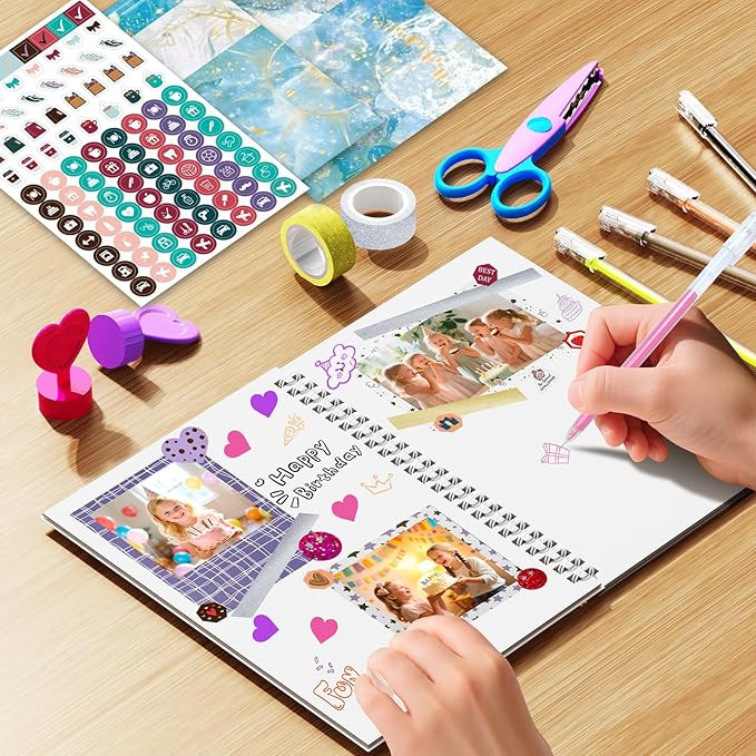 2-pack diy journal kit for girls ages 8-14,diy journal set stationary birthday gifts ideas for girls,art crafts for tween kid scrapbook & diary supplies set
