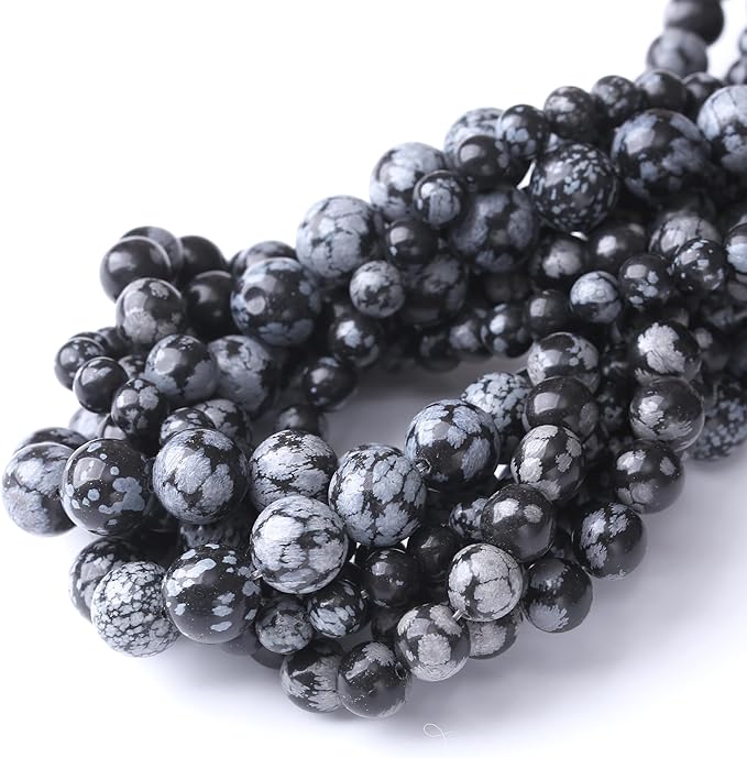 10MM 35pcs Snowflake Stone Beads for Jewelry Making DIY Craft Gemstone Beads Kit Smooth Healing Crystal for Bracelets, Necklaces
