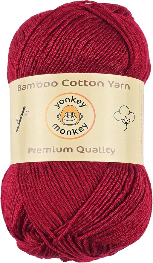 10-Pack of Yonkey Monkey 500 Grams Yarn - 70% Rayon derived from Bamboo, 30% Cotton - Imported - Berry 9032