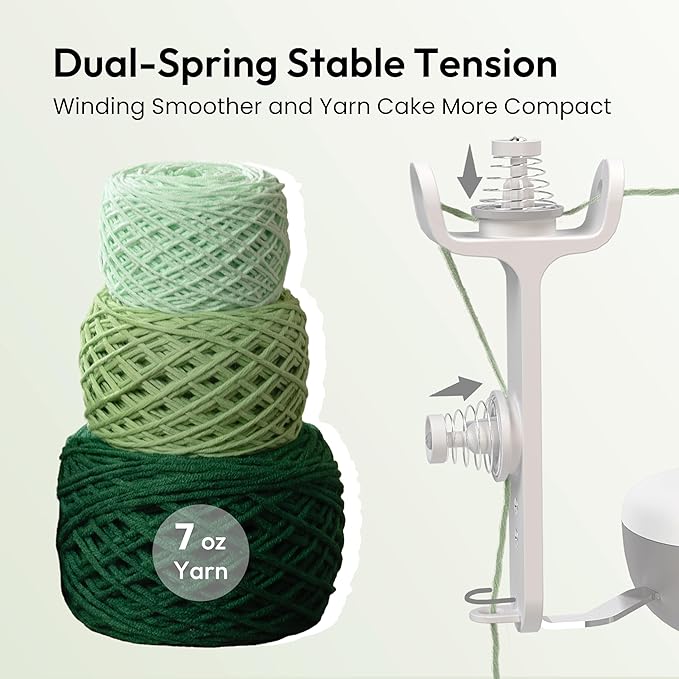 Yarn Winder, Electric Yarn Ball Winder for Crocheting, Compact Yarn Cake Winder with Strong Tension Stepless Speed, Automatic Yarn Spinner Wool Winder, Ideal Helper for Knitting Lovers(White)