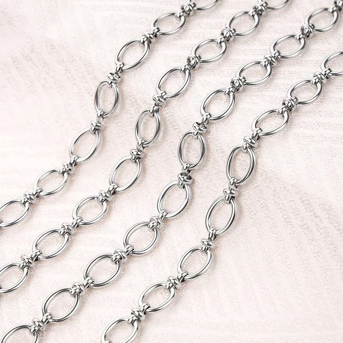 Jabogrii 6.5 Feet Silver Stainless Steel Chain Bulk for Jewelry Making DIY Oval Rolo Jewelry Making Chains