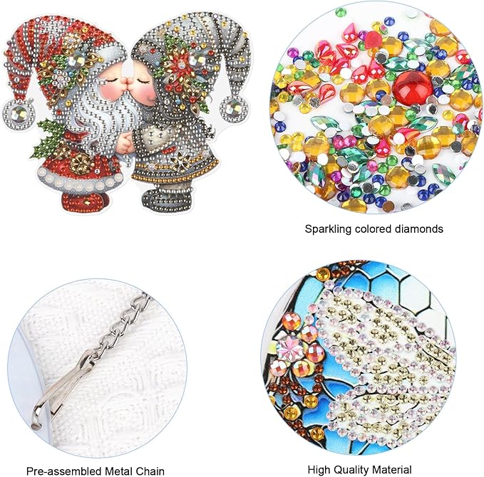 JISHSHAY 2 PCS Diamond Painting Pendant Gnome Dwarf Diamond Art Wind Chimes Special Shaped Crystal Crystal Suncatcher Diamond Art Ornaments Diamond Painting Hanging for Garden Wall Door Window Decor
