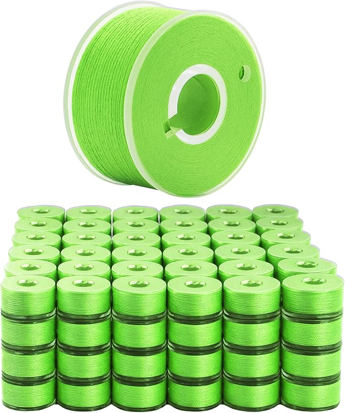 Mandala Crafts 144 Lime Green SA156 Prewound Bobbins for Singer Sewing Machine -15J SA156 Prefilled Bobbin Thread for Brother Sewing Machine and Embroidery