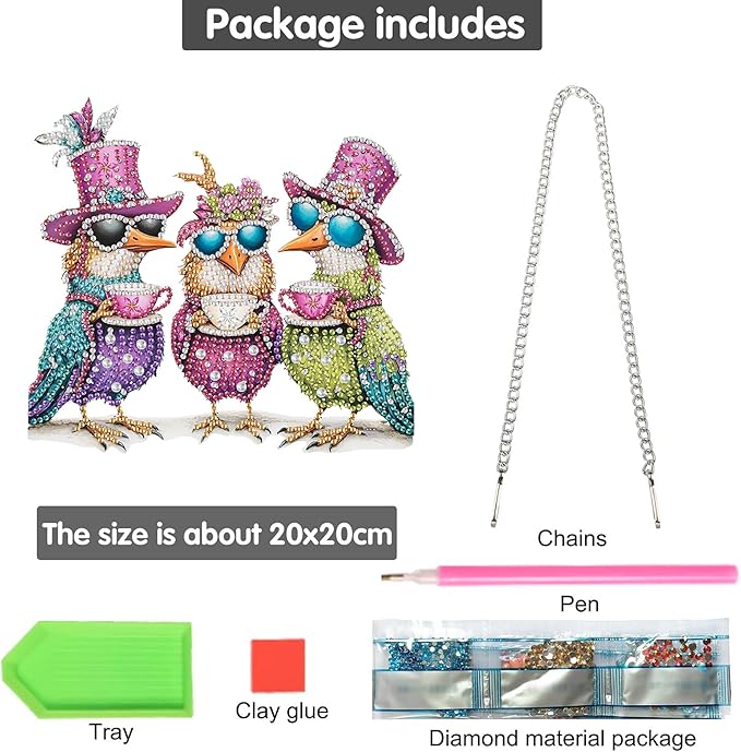 Bimkole Cup Eagle Diamond Art Hanging Kit for Adult, DIY 5D Animals Diamond Art Painting Window Pendant, Acrylic Crystal Art Hanging Ornament for Wall Home Garden Front Door Decor - 7.8x7.8 Inch