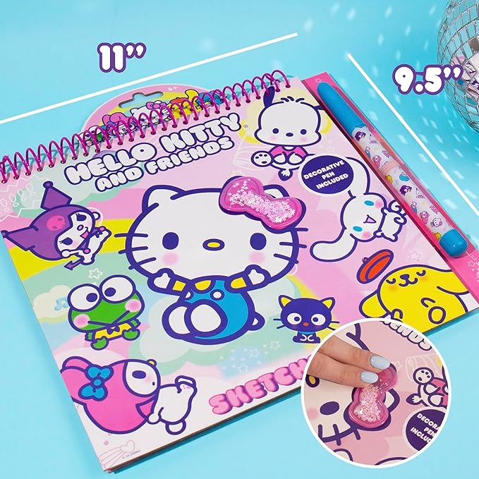 Hello Kitty and Friends Café Sketchbook, 20-Page Hello Kitty Notebook & Pen, Cute School Supplies, Coloring Book, Sanrio Stationery