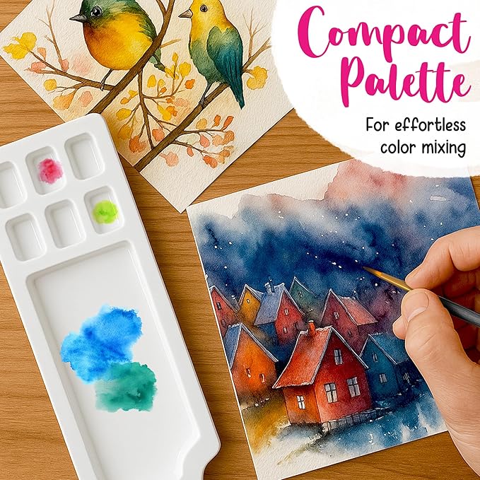 100 Watercolor Paint Set - Water Colors Paint for Adult, Beginners, Professional Artists | Watercolor Palette with Paper, Brushes, Pen | Travel Painting Kit, Art Supplies for Adults