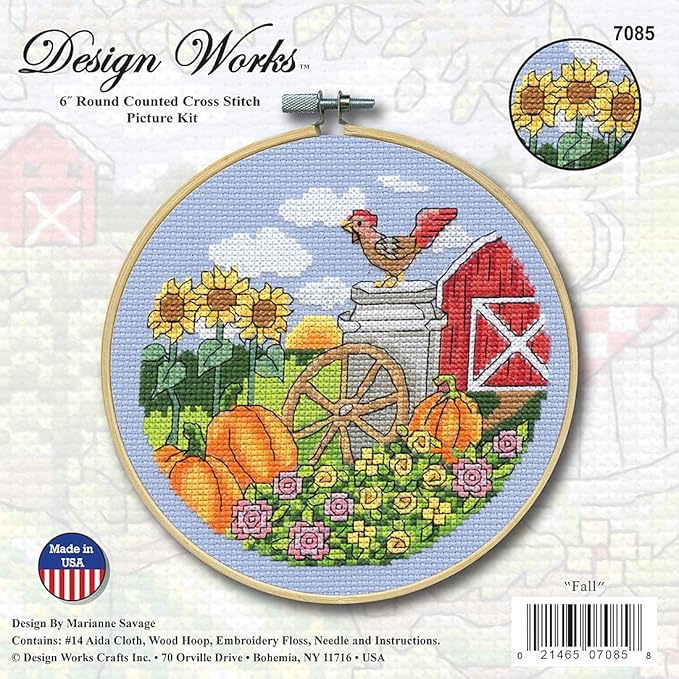 Fall Counted Cross Stitch Kit with Hoop