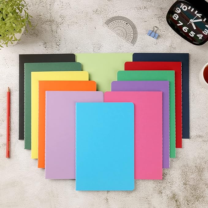 labkiss 24 pack college ruled notebook & journal bulk, multi cover, line thick paper, a5 size, 5.5x8.3 inch, 60 page, small subject composition note pad set for women men kids traveler student office