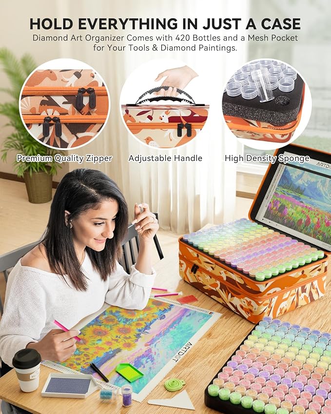 ARTDOT 420 Slots Storage Container for Diamond Art Kits for Adults,Portable Bead Storage Boxes for Diamond Painting Accessories and Tools