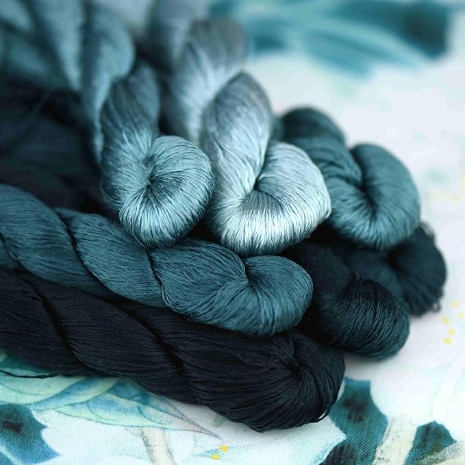Natural 100% Silk Thread, Handmade Embroidery Thread Silk Floss 7 Colors 110m Each (49)