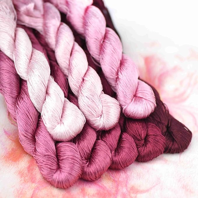 Natural 100% Silk Thread, Handmade Embroidery Thread Silk Floss 8 Colors 110m Each (80)
