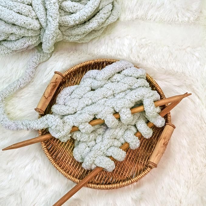 Light Gray Chunky Chenille Yarn for Crocheting Bulky Thick Fluffy Yarn for Knitting,Super Bulky Hand Blanket, Soft Plush Yarn Crochet Carpet/Scarf/Cushion/ 8 Jumbo Pack(63.76oz/197.68yd