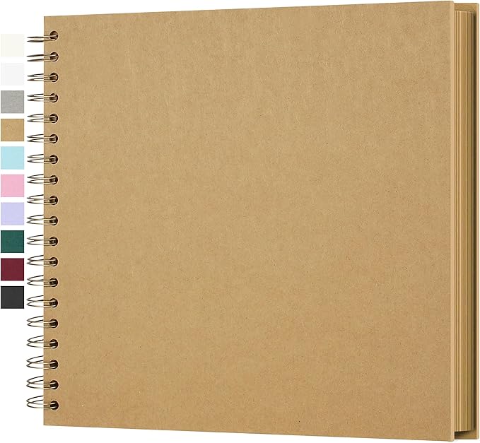 10 x 10 Inch DIY Scrapbook Photo Album Hardcover Kraft Blank Page Acid-Free, 100 Pages (50 Sheets) Memory Book for Wedding Anniversaries Family Baby Memories Small Scrapbooking Projects, Yellow