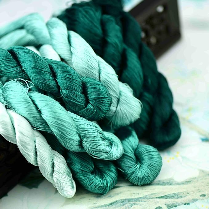 Natural 100% Silk Thread, Handmade Embroidery Thread Silk Floss 9 Colors 110m Each (53)