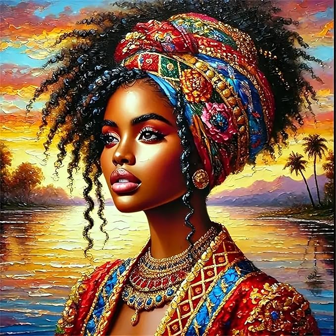 CZYWJMEI 5D Diamond Painting Kits for Adults Beginners,DIY Indian Woman Diamond Art,Full Round Drill Diamond Dot Gem Art Kits,Home Wall Decor 13.7x13.7 Inch