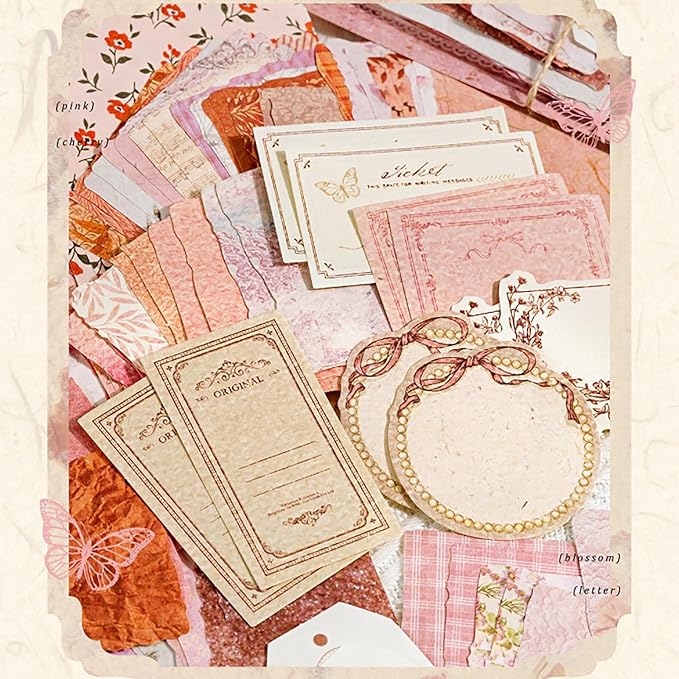 100 Sheets Vintage Scrapbook Papers Journaling Scrapbooking Supplies Kit junk journal supplies Decorative Craft Paper for Planner, Collage Paper Embellishment