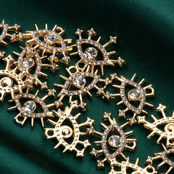 Pack of 20 Rhinestone Charms Gold Plated Pendants Pave Crystal Accessories for Necklace Bracelet Jewelry Making DIY Crafting