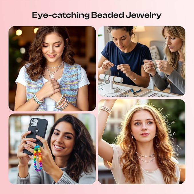Caydo 2-in-1 Electric Bead Spinner for Jewelry Making, Clay Bead and Seed Bead Spinner, Adjust Speed & Rotation Bracelet Spinners, Necklace Maker with Bead Needles and Thread, Gift for Craft Lovers