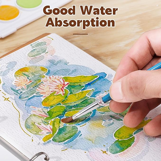 Prudiut 30 Sheets Watercolor Sketchbook, 140 lb/300 GSM Watercolor Journal Cold Press Paper for Painting, Drawing, Mixed Media(9.1x6.3 in, Brown)