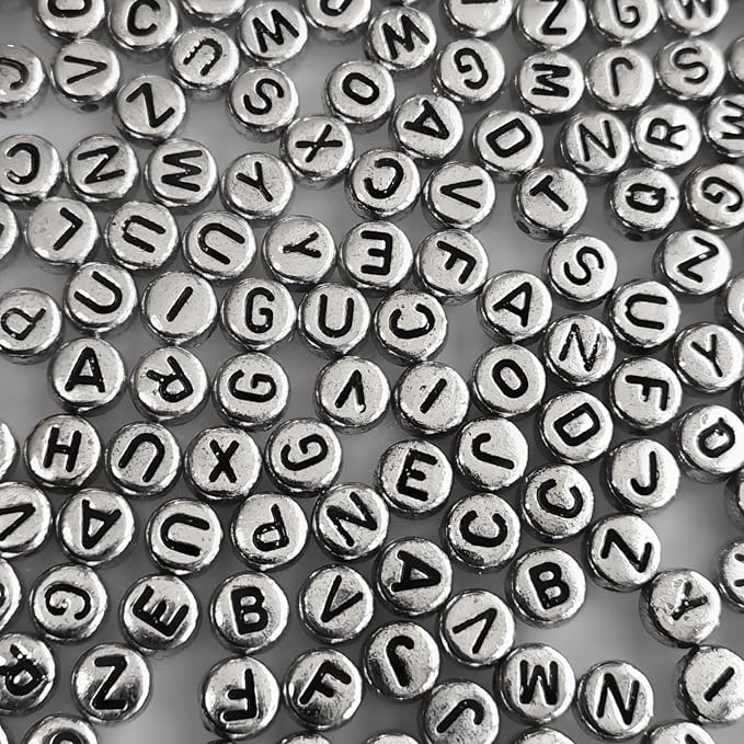 1000pcs Silver Letter Beads 7x4mm for Jewelry Making Bracelet Hair Braids Crafts