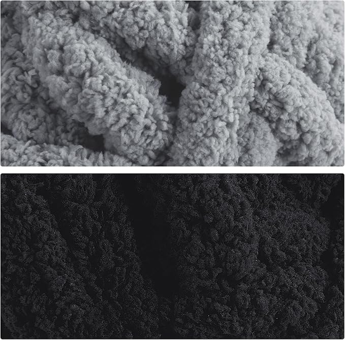 MABOZOO Assorted Chunky Yarn for Crocheting 8 Pack,Fluffy Jumbo Chenille Yarn,Soft Plush Yarn Bulky,Giant Thick Fuzzy Yarn for Hand or Arm Knitting,Black & Medium Grey(31.7 yds,8 oz Each Skein)
