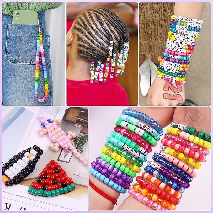 3280 Pcs Pony Beads for Bracelet Making Kit, 72 Colors 4 Boxes Rainbow Kandi Beads, Friendship Kandi Bracelet kit with A-Z Letter Beads for Name Bracelets DIY Jewelry Making Crafts Gift for Adults